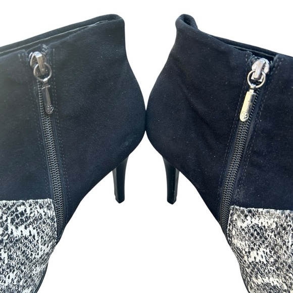 Trina Turk Snake Skin Suede Ankle Boots 9.5 Black Mob Wife Stiletto - Picture 10 of 12